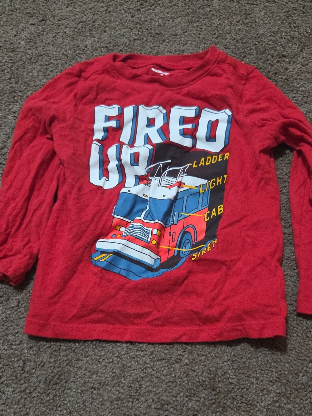 Red Kids' 'Fired Up' Fire Truck Graphic Tee